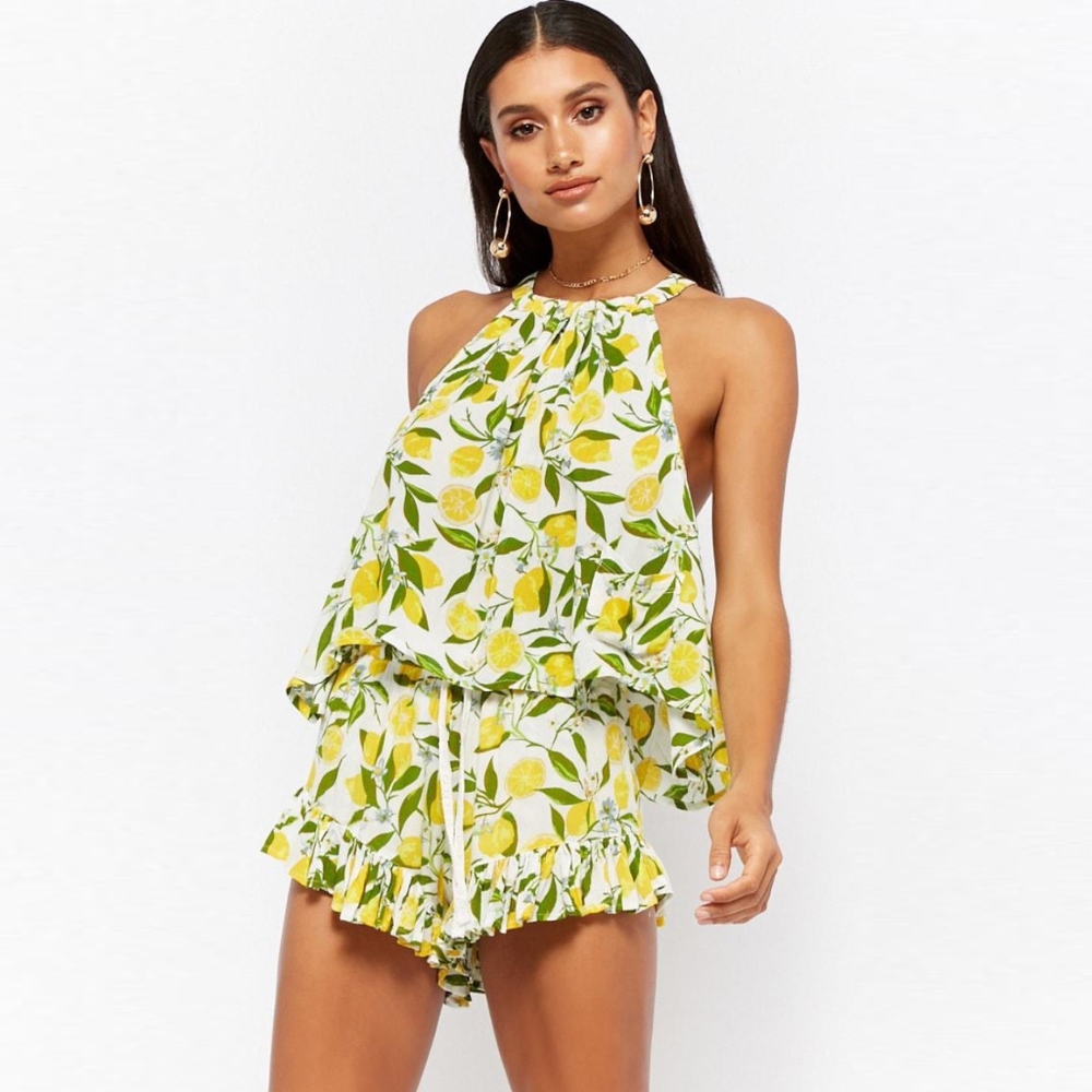 Amale Lemon Ruffle Shorts